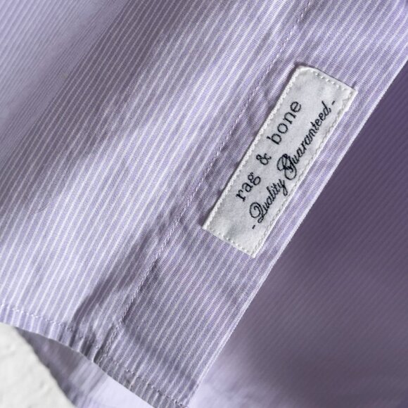 Rag & Bone L/S Lilac Stripe Weathered Button Shirt 100% Cotton Men's Size 17(XL) - Picture 5 of 7